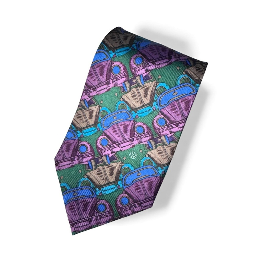 Vanucci Corporate Design‎ Mens 100 Silk VW Beetle Tie Green Purple Blue